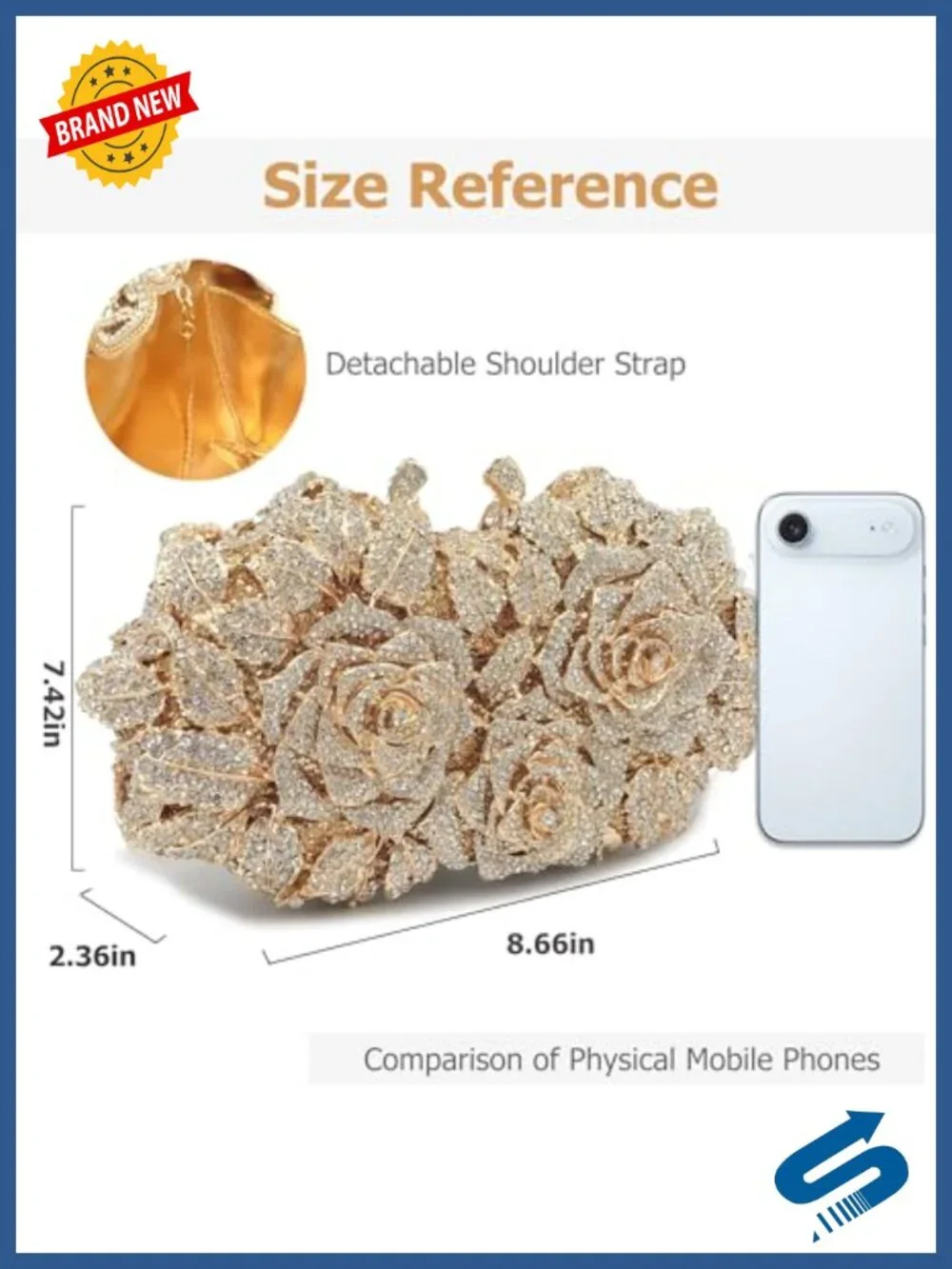 Crystal Rose Clutch Rhinestone Evening Bag Floral Wedding Purse